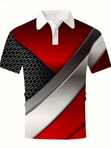 เสื้อยืดกอล์ฟแขนสั้นพิมพ์ลายทางแฟชั่นฤดูร้อนสำหรับผู้ชายเสื้อโปโลสำหรับผู้ชาย - Product Image 3