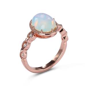 Jeulia Enchanting <b>Moon</b> Oval Cut Moonstone Rose Gold Plated Sterling Silver <b>Ring</b> - Product Image 3