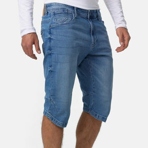 New Style Solid Denim <b>Long</b> <b>Shorts</b> Custom Logo High Quality Plus Size <b>Men's</b> Canvas Fabric - Product Image 2