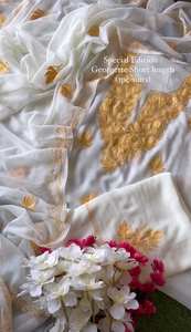 Traje Salwar cosido con cadena amarilla y blanca de alta calidad, tela de seda Georgette de imitación para ropa de fiesta de mujeres indias - Product Image 3