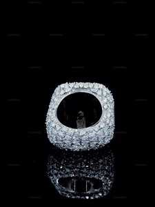 Luxury 925 Sterling Silver VVS Moissanite Diamond Iced Out Multi Cut Diamond Sparkling Hip Hop <b>Statement</b> <b>Ring</b> For Party Wear - Product Image 3
