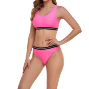 Maillot de bain bikini taille haute pour femme 2026, personnalisable avec logo OEM, décoration en cristal, 1 pièce, séchage rapide, respirant, Spandex/Nylon - Product Image 1