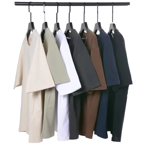 Camiseta de gran tamaño de 260g de peso pesado 100% algodón cuello redondo en blanco al por mayor calidad personalizada suelta hombro caído camisa de manga corta - Product Image 1