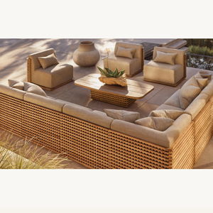 Canapé en teck de style moderne pour une personne, pour usage extérieur, avec mousse douce et durable - Product Image 5