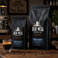 Sacs à café personnalisés AT PACK de 12 oz (2 lb) noirs mats avec valve et fermeture à boucle métallique, emballage à soufflets latéraux pour torréfacteurs de café