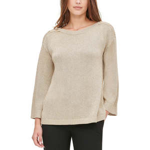 Maglione da Donna Calvin Klein con Bottoni sulle Spalle, Marrone Metallizzato, Taglia Piccola per la Stagione Autunnale - Product Image 1