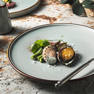 Assiette à dîner unique en céramique plate <span class=keywords><strong>italienne</strong></span>, style japonais, avec glaçure tachetée, en <span class=keywords><strong>porcelaine</strong></span> grise, 7,5/9,5/12 pouces - Product Image 3
