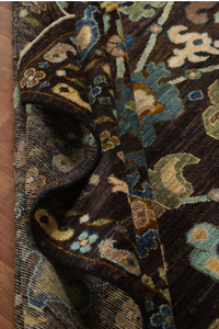 Tapis vintage en laine Oushak de taille personnalisable noué à la main avec motif floral et végétal abstrait pour salon et salle à manger - Product Image 4