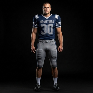 Maillot de football américain bleu marine personnalisé, pantalon rembourré, uniforme d'équipe, numéro 30, vêtements de sport de performance, vente en gros OEM - Product Image 2