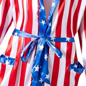 Disfraz de Boxeo con Bandera Estadounidense de Satén para Adultos, Conjunto de Bata y Pantalones Cortos con Temática de Estados Unidos, Disfraz de Halloween y Fiestas de Combate - Product Image 5