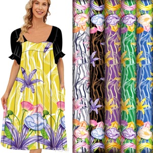 Vải polyester co giãn 4 chiều in kỹ thuật số, chất liệu thun in kỹ thuật số dùng cho quần áo đi biển, áo sơ mi, đầm, thời trang nữ - Product Image 1