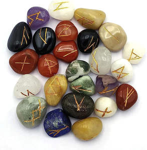 Juego de runas caídas de múltiples piedras naturales de 25 piezas de la mejor calidad, cristales curativos de ágata tallada, artesanías de piedra semipreciosa grabadas - Product Image 6