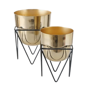 Pot de fleurs sur piédestal plaqué or de style moderne pour salon, pots décoratifs de style arabe de haute qualité, jardinières robustes - Product Image 6