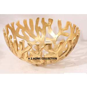 Cuenco decorativo dorado de metal de aluminio con diseño elegante Artículos de servicio de forma redonda Mesa de comedor para el hogar y uso en hoteles - Product Image 1