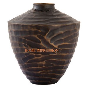 Merveilleux Design Moderne Martelé Noir Poli En Aluminium Fleur Vases Pots Table Ware pour Salon - Product Image 4