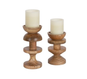 Juego de candelabros de madera Premium de diseño antiguo, 3 candelabros de madera de la mejor calidad, tarros de linternas para decoración del hogar para - Product Image 3