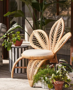 Silla de Ratán de Diseño Moderno y Único con Respaldo de Flores, Silla de Ratán Vintage con Forma de Flor - Product Image 5