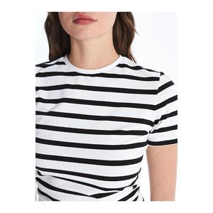 Maglietta da donna a girocollo a righe manica corta - Product Image 4