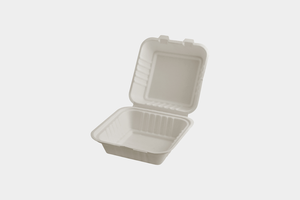 Fiambrera desechable ecológica de 6x6 pulgadas, contenedor cuadrado compostable con tapa con bisagras, embalaje de alimentos hecho de bagazo - Product Image 2