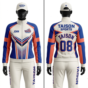 Women <b>Hand</b> Training Suit 330 GSM Brushed Polyester Cream Blue Athletic Panels Custom Sublimated Embroidery Logo <b>Set</b> Premium - Product Image 4