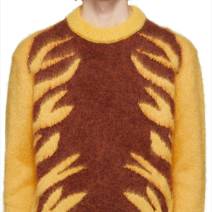 Usine 2025 nouveau Logo personnalisé pull Jacquard homme col rond pour hommes à manches longues Mohair floue Jacquard tricot unisexe - Product Image 3