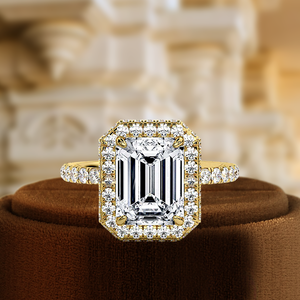 1 Ct IGI Certified <b>Emerald</b> Cut Lab Grown Engagement <b>Ring</b> Full Pave Hidden Setting Solid 14K Yellow Gold Wedding Party <b>Ring</b> Gift - Product Image 3