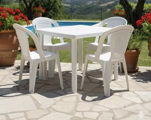 Chaise de jardin moderne blanche légère, confortable et empilable, en PP imperméable, idéale pour la cour, l'hôtel et le parc - Product Image 1