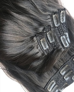 Meilleure qualité 7 pièces ensemble naturel ondulé doux non traité Clip-in Extensions de cheveux humains en gros trame faite à la machine temple indien - Product Image 2
