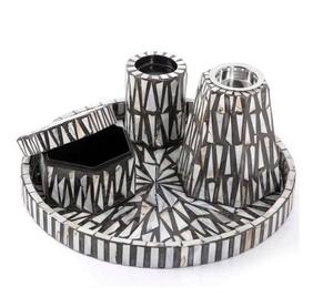 Ensemble de brûleur à bakhoor en résine avec incrustation de nacre, style élégant, design en nacre, brûleur à encens Mubakhar, cadeau pour la maison ou le bureau, pour la fragrance - Product Image 1