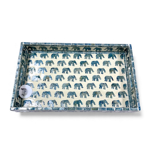 Bandeja Rectangular Azul de Nácar, Hecha a Mano, Elegante, Natural, Hecha en Vietnam - Product Image 3