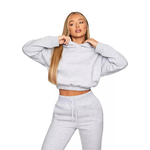 Hot Sale New Arrival Women's Winter Cropped Hooded Hoodies Polyester Cotton Breathable Fleece Casual Unique Customizable Front - Product Image 1