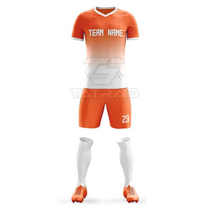 Tenues de football imprimées à manches courtes 100 % polyester, légères, respirantes et à séchage rapide, kits d'entraînement de football OEM en gros - Product Image 1