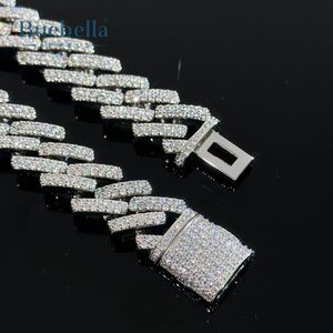 Collar de cadena cubana de diamante de moissanita de 14mm chapado en oro blanco de 14 quilates de plata 925 Premium para hombre con cierre de caja - Product Image 3