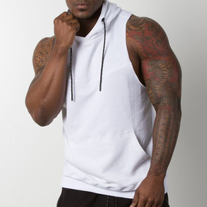 Entraînement hommes sans manches Gym à capuche léger respirant Muscle Fit musculation sans manches grande taille hommes à capuche Streetwear - Product Image 3