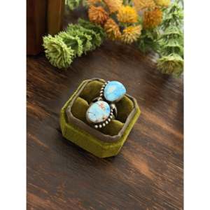 Sheila Becenti Golden Hills Turquoise <b>Ring</b> Size 8.5 <b>Statement</b> Sterling <b>Silver</b> <b>Ring</b> Bezel Setting Natural Cut for Everyday Wear - Product Image 3