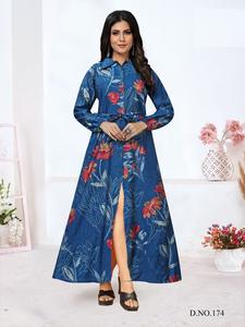 Vente en gros Modal Chanderi Imprime Avec Ceinture Motif Anarkali Robe Style Kurtis collection - Product Image 2