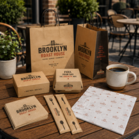 Ensemble d'emballages personnalisés pour café AT PACK avec sacs en papier, boîtes alimentaires, serviettes et papier d'emballage pour cafés