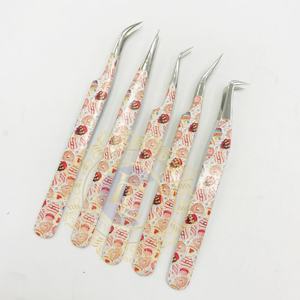 Pince à épiler de revêtement de papier personnalisée professionnelle pointe argentée poignée lisse pince à épiler à la main durable pince à cils marque privée - Product Image 6