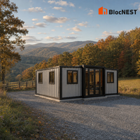 Maison conteneur extensible BlocNEST, bungalow préfabriqué modulaire au design moderne pour la vie de famille et les vacances
