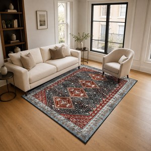 Tapis RUGS DEPOT LXDP-0017 en gros, couleur terre cuite dorée, style vintage oriental, imprimé numériquement, lavable en machine, en chenille, antidérapant - Product Image 2