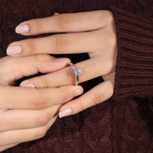 Anillo de Moissanita de Corte Brillante Redondo de Lujo de la Mejor Calidad, Anillo de Novia Clásico para Mujer, Chapado en Oro de 14K, Anillo de Diamantes con Certificado IGI - Product Image 5