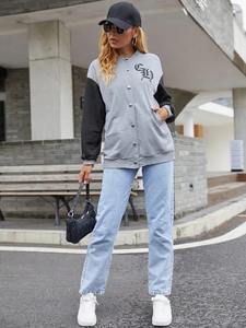 Chaqueta Varsity Bordada para Mujer, Invierno 2026, Estilo Urbano, Chaqueta de Béisbol de Lana - Product Image 3