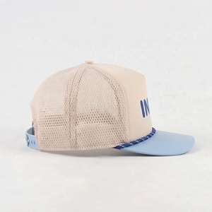 Gorra Trucker de Malla Injae Azul con Estampado de Letras, Venta al por Mayor, Logotipo Personalizado, Alta Calidad, OEM ODM, Bajo MOQ, 50 Paneles, Casual, para Exteriores, Snapback - Product Image 4