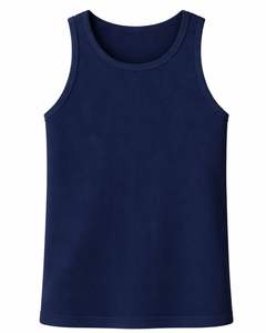 Débardeur sans manches bleu marine pour homme, gilet de sport athlétique en tissu côtelé extensible et respirant, idéal pour l'été, fabrication sur mesure, vente en gros - Product Image 1