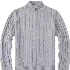 <b>Men's</b> Casual Winter Embroidered Half-Height Zipper Long Polo <b>shirt</b> - Product Image 1