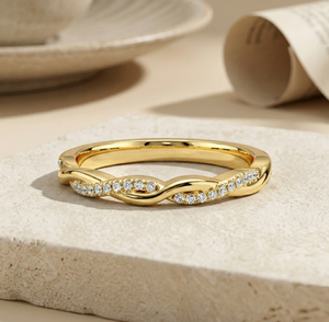 Anillo de Compromiso y Matrimonio de Plata de Ley 925 Personalizado, con Diamantes VVS, Moissanita, Forma de Ola, Media Pavimentación, Diseño de Enredaderas Trenzadas - Product Image 4