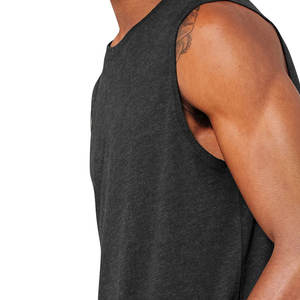 Camiseta sin mangas elástica para hombre, camisetas sin mangas para correr, camisetas sin mangas de entrenamiento para hombre, camisetas sin mangas para Fitness, camisetas sin mangas de algodón peinado - Product Image 4