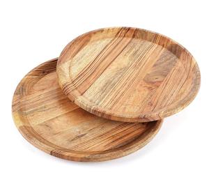 Assiette de présentation ronde en bois d'acacia de très bonne qualité, fabriquée à la main, pour la maison, l'hôtel, la table à manger, assiette de présentation décorative - Product Image 1