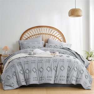 Housse de couette tuftée reine taille 3 pièces Boho microfibre housse de couette ensemble broderie Shabby Chic maison literie housses de couette - Product Image 2