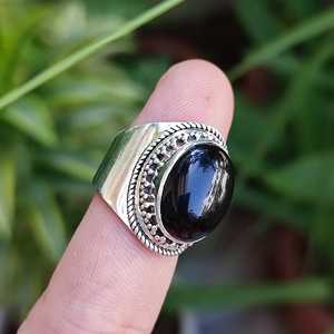 Handmade 925 Sterling Silver Women's <b>Statement</b> <b>Ring</b> Natural Black Onyx Oval Gemstone for Party Cocktail - Product Image 6